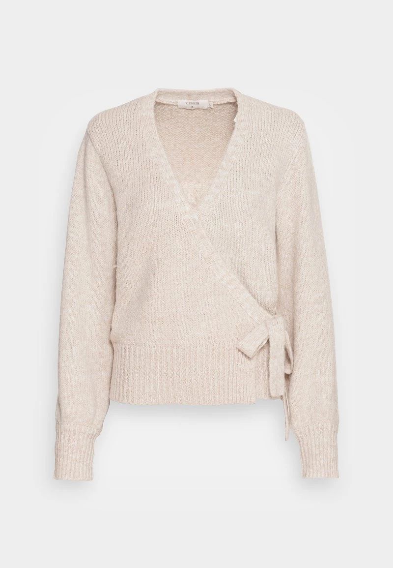 Cream KIARA WRAP BLOUSE Gilet Oat Melange 4 Cream KIARA WRAP BLOUSE Gilet Oat Melange – Image 4