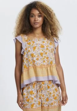 Cream CROLINA Débardeur Yellow Ethnic Flower