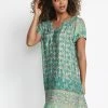 Cream KIM FIT Robe De Jour Ethnic Ikat Green