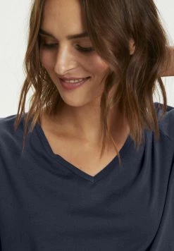 Cream Femme NAIA T Shirt Basique Royal Navy Blue -Cream Soldes Boutique 16674cd26d8e478487a228414a3742cd