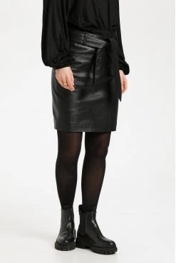 Cream Femme CRCHELLY LWG Jupe En Cuir Black