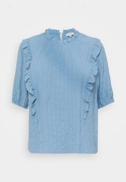 Cream ENGA BLOUSE Blouse Dusty Blue Femme
