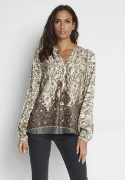 Cream Blouse Gunmetal Leo Kelim Femme