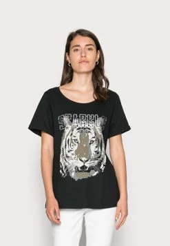 Cream CARLA T Shirt Imprimé Black Femme