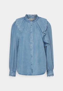Cream Femme GRITTA FLONCE BLOUCE Chemisier Denim Blue -Cream Soldes Boutique 42b60bfabd324adaad6937a1e6fc50f5