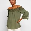 Cream Femme BEA LACE Blouse Green Leaf