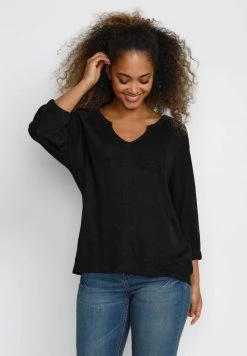 Femme CREAM T Shirt à Manches Longues Pitch Black