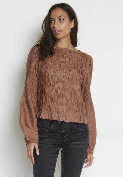 Cream HENVA Blouse Cognac