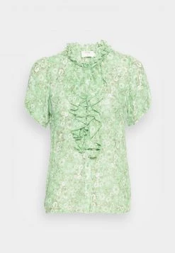 Cream KINIA BLOUSE Chemisier Light Grass Green Flower -Cream Soldes Boutique 5ac77f99498a4fc4b46a55d585750a6e