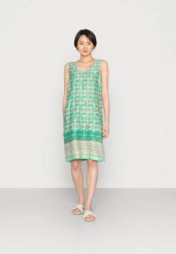 Cream WILLOW DRESS MOLLIE FIT Robe De Jour Ethnic Ikat Green Femme