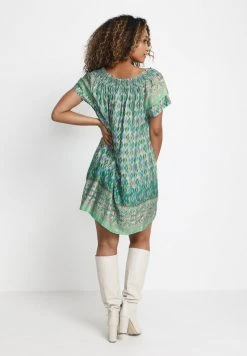 Cream KIM FIT Robe De Jour Ethnic Ikat Green -Cream Soldes Boutique 5d741ba33c064154a1ce406e6373fb03