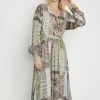 Cream Femme Robe De Jour Sage Green Patchwork