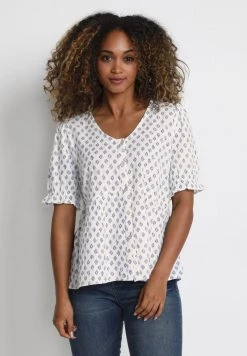 Cream CRANNELISE Blouse Snowhite And Blue Leaf Femme