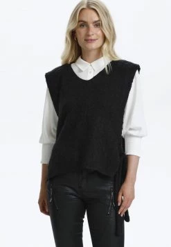 Cream MAGGIECR SLEEVELESS Pullover Pitch Black