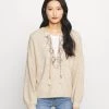 Cream LARA Pullover Oat Melange Femme