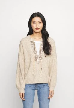 Cream LARA Pullover Oat Melange Femme
