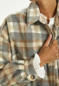 Cream Manteau Classique Feather Gray Check Femme -Cream Soldes Boutique 8ff65b07ec954f22a68ea864fe52fdc1