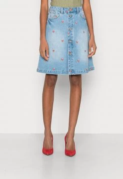 Cream Femme LEONA SKIRT Jupe En Jean Blue Denim