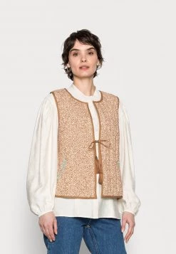 Cream Femme BELLIS WAISTCOAT Veste Sans Manches Stormy Sea Patchwork