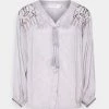 Cream SHIRT Blouse Silver Sconce Femme