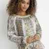 Cream Femme Blouse Sage Green Patchwork