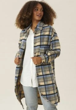 Cream Femme Manteau Classique Silver Lake Blue Check