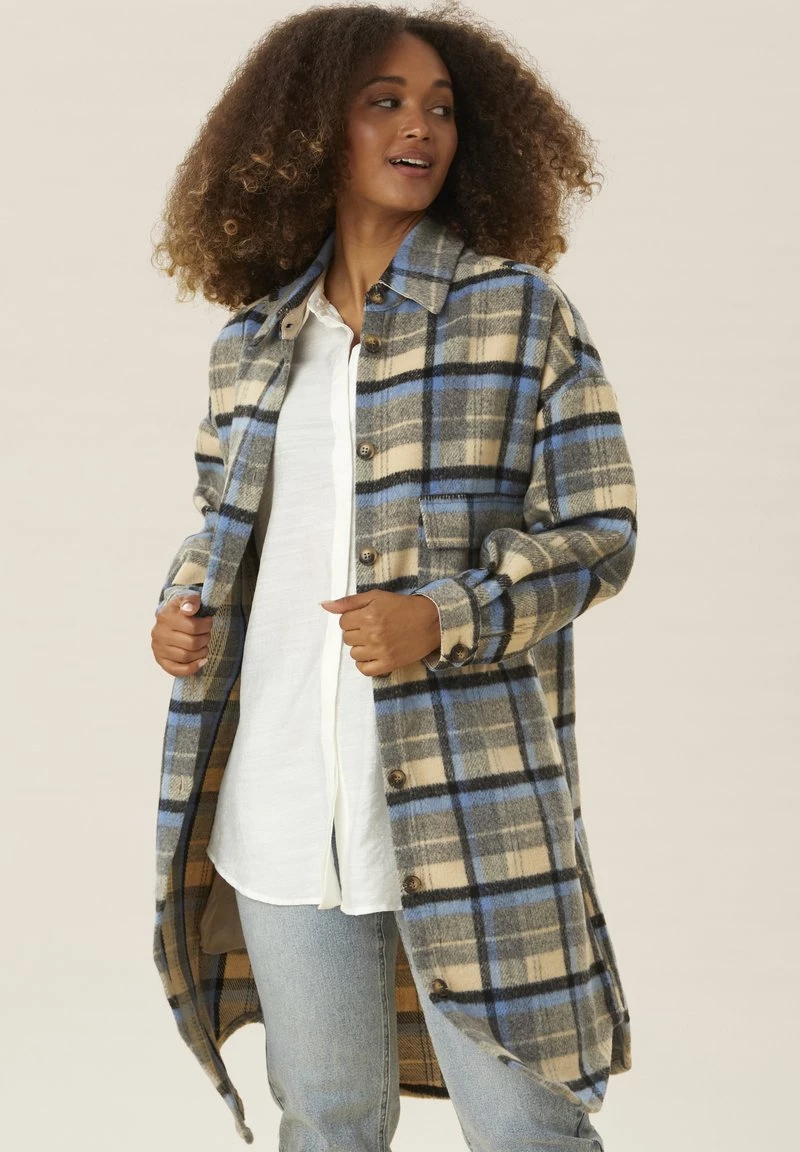 Cream Femme Manteau Classique Silver Lake Blue Check 1 Cream Femme Manteau Classique Silver Lake Blue Check