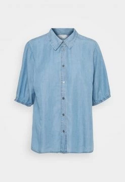 Cream Femme AMIRA BALLON SLEEVE Chemisier Blue Denim