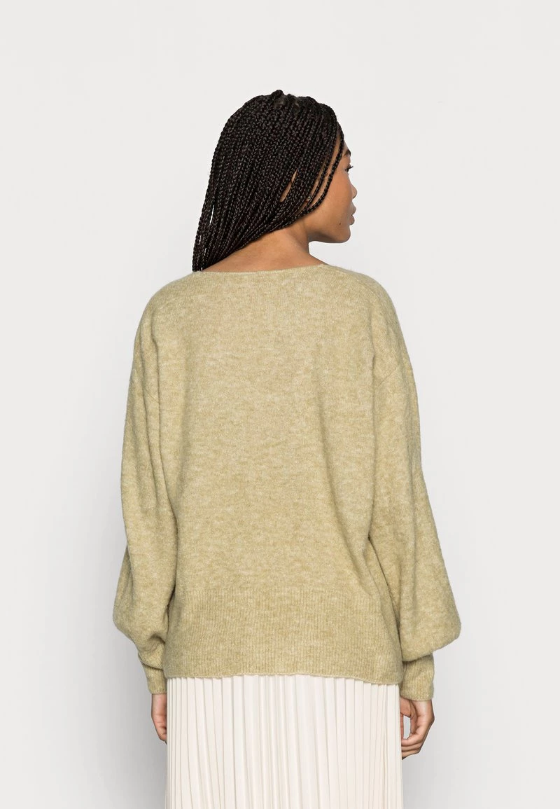 Cream Femme MERLE V NECK Pullover Sage Green Melange 3 Cream Femme MERLE V NECK Pullover Sage Green Melange – Image 3