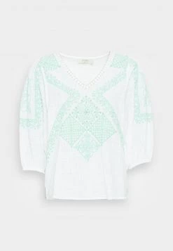 Cream Femme BELLA BLOUSE Blouse Snow White/grass Green -Cream Soldes Boutique b5336b1da6fd4ea5ba8c515e03dafb15