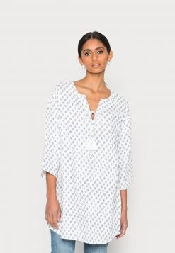 Cream Femme ANNELISE TUNIC Blouse Snowhite And Blue Leaf