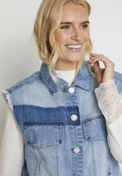 Cream CRDEMINA Veste Sans Manches Blue Denim Femme -Cream Soldes Boutique bbc91db31c0e4999a9626f5a09100e06