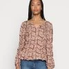 Cream MAURIA SMOCK BLOUSE Blouse Tortoise Shell Femme