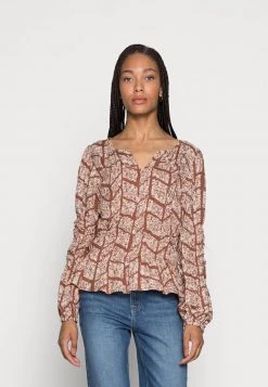 Cream MAURIA SMOCK BLOUSE Blouse Tortoise Shell Femme