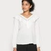 Cream Femme RAGNA V NECK BLOUSE T Shirt à Manches Longues Snow White