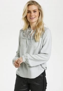 Cream Blouse Light Grey Melange