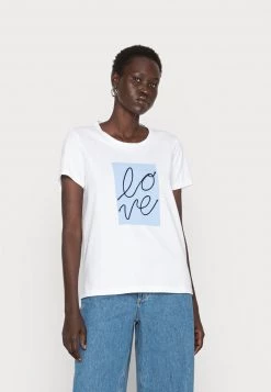 Cream FLORA T Shirt Imprimé Snow White/placid Blue Femme