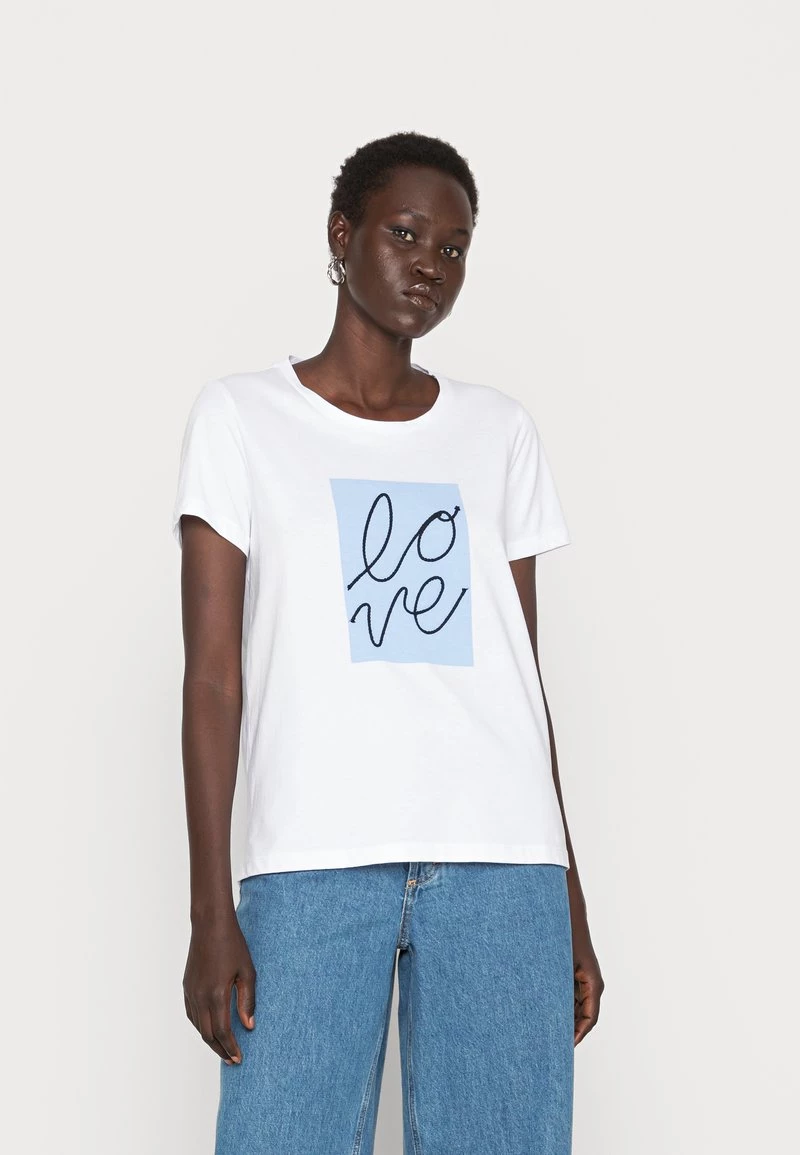 Cream FLORA T Shirt Imprimé Snow White/placid Blue Femme 1 Cream FLORA T Shirt Imprimé Snow White/placid Blue Femme