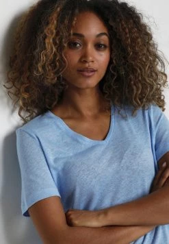 Cream T Shirt Basique Placid Blue Femme -Cream Soldes Boutique e29f0682cb0947a1a14571abea23f679