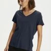 Cream Femme NAIA T Shirt Basique Royal Navy Blue