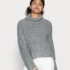 Cream MIRANDA CROPED Pullover Grey Melange