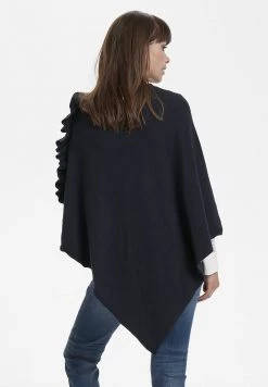 Cream PONCHO Cape Royal Navy Blue Femme -Cream Soldes Boutique f5cf1993abd34bee9263ce53cd189a56