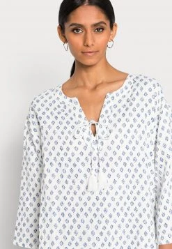 Cream Femme ANNELISE TUNIC Blouse Snowhite And Blue Leaf -Cream Soldes Boutique f65a49b1281e4a34855aa3d844c03c20
