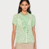 Cream KINIA BLOUSE Chemisier Light Grass Green Flower